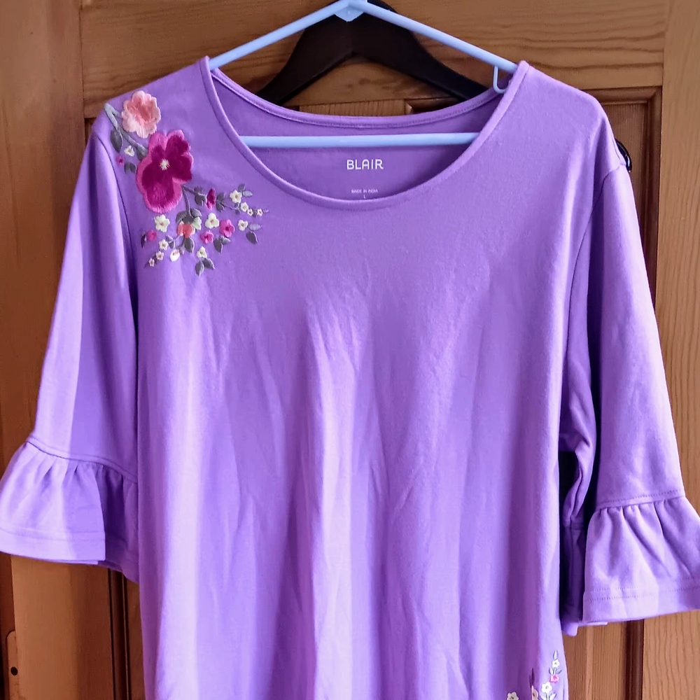 Blair Purple Embellished Bell Sleeve Top